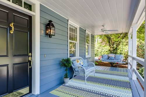 Dash and Albert Fiesta Stripe French Blue/Green Handwoven Indoor/Outdoor Rug, 6 X 9 Feet, Multi Stripe Pattern in Light Blue Patio