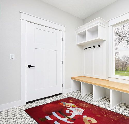 ALAZA Firework Christmas Santa Claus Area Rug Rugs for Living Room Bedroom 7' x 5' in White Modern Entryway