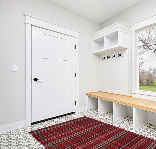 Nourison Grafix Red 5'3" x 7'3" Area -Rug, Modern, Plaid, Bed Room, Living Room, Dining Room, Kitchen, Easy -Cleaning, Non Shedding, (5' x 7') in White Modern Entryway