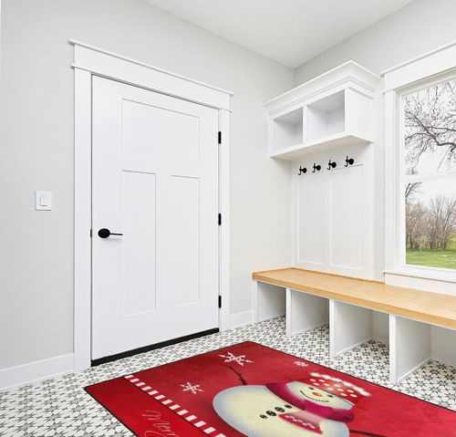 ALAZA Happy Snowman Merry Christmas Non Slip Area Rug 5' x 7' for Living Dinning Room Bedroom Kitchen Hallway Office Modern Home Decorative in White Modern Entryway