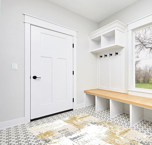 OIGAE Machine Washable Rug 5x7 - Low-Pile Area Rug Non-Shedding Foldable Abstract Modern Rugs, Stain Resistant Anti Slip Backing Rugs for Living Room&Bedroom&Dining Carpet Room Decor, Yellow in White Modern Entryway