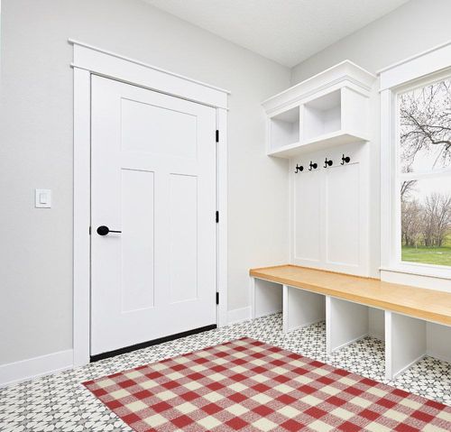 Garland Rug Country Living Buffalo Plaid Area Rug, 5-Feet by 7-Feet, Chili Red/Ivory in White Modern Entryway