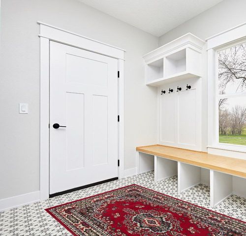 Home Dynamix Premium Sakarya Traditional Medallion Border Area Rug, Claret, 5'2"x7'4" Rectangle in White Modern Entryway
