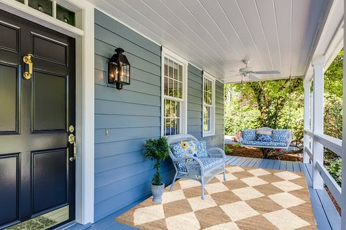 Rugs USA x Arvin Olano Louie Diamond Checkerboard Jute Area Rug, 6x9, Natural in Light Blue Patio