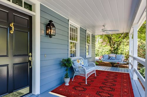Unique Loom Tekke Collection Over-Dyed Saturated Traditional Torkaman Area Rug, 6 ft 0 in x 9 ft 0 in, Red/Black in Light Blue Patio