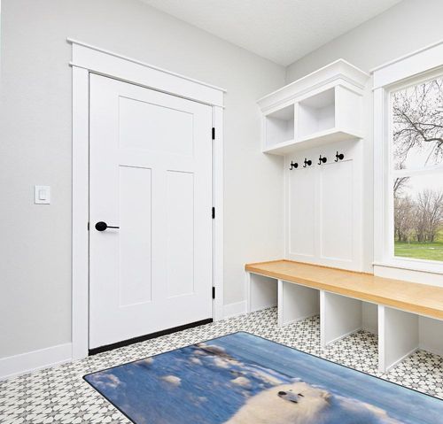 Top Carpenter Area Rug Pad White Fluffy Dog Samoyed Stand On The Ice Nursery Rugs Floor Mat for Kids Playing Room Living Room Bedroom 7' x 5' (80 x 58 inch) in White Modern Entryway