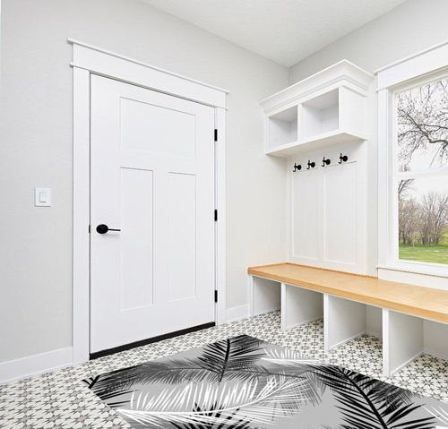Mamatong Vintage Jungle Tropical Botancal Leaf Living Room Bedroom Dining Room Area Rugs Black White Grey 5x7 Premium Fluffy Home Office Entryway Hallway Kitchen Carpet Indoor Rug in White Modern Entryway
