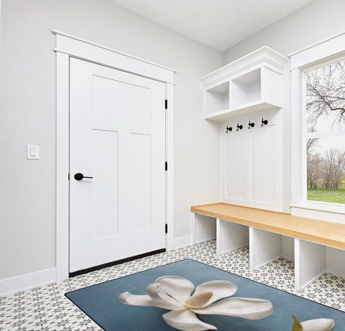 DNOVING Area Rug 5x7ft Large Non Slip Rubber Backed Fluffy Rug for Bedroom, Stain Resistant Decor for Living Room, Office, Dining Room Elegant White Magnolia Design in White Modern Entryway