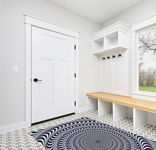 Black White Vortex Area Rug, 3D Optical Illusion Rugs, Soft Fluffy Anti-Skid Rectangle Accent Rugs for Children Bedroom Living Room Nursery Floor Carpet 5 x 7ft in White Modern Entryway