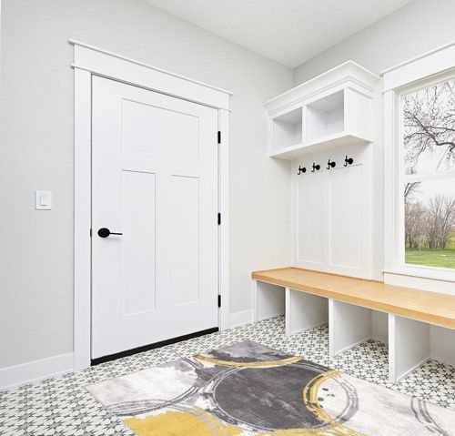 Rugshop Evora Contemporary Modern Circles Area Rug 5' x 7' Yellow in White Modern Entryway