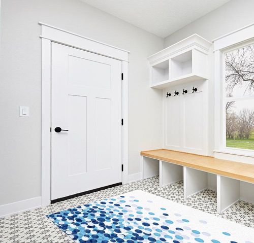 Teounai Light Blue and White Small Round Overlapping Area Rugs, Modern Minimalist Decorative Rugs, Soft Fluffy Washable Non-Slip and Durable Very for Living Room Bedroom Study Dining Room 5 x 7ft in White Modern Entryway