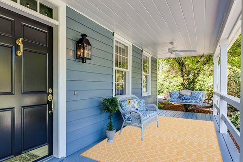 Nourison Positano Indoor/Outdoor Yellow 6' x 9' Area Rug, Easy Cleaning, Non Shedding, Bed Room, Living Room, Dining Room, Deck, Backyard, Patio (6x9) in Light Blue Patio
