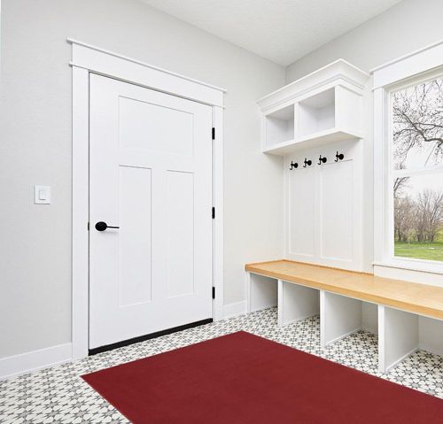 Nourison Essentials Indoor/Outdoor Brick Red 5' x 7' Area Rug, Easy -Cleaning, Non Shedding, Bed Room, Living Room, Dining Room, Backyard, Deck, Patio (5x7) in White Modern Entryway