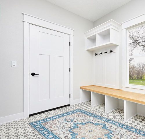 CHOSHOME Area Rug - 5x7 Low-Pile Machine Washable Rug Vintage Rug with Non-Slip Backing, Non-Shedding Indoor Floor Rugs for Living Room Bedroom Kitchen Laundry Home Office Carpet, Blue in White Modern Entryway