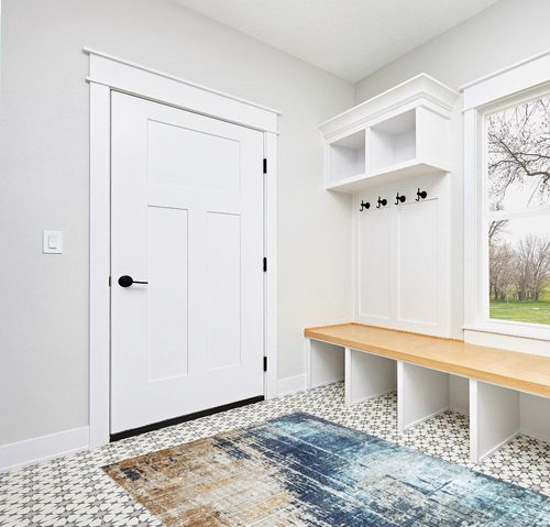 VK VK·LIVING Washable Rug 5x7 Modern Abstract Machine Washable Area Rugs Anti Slip Backing Washable Rugs for Living Room, Bedroom, Home Decor, Blue in White Modern Entryway