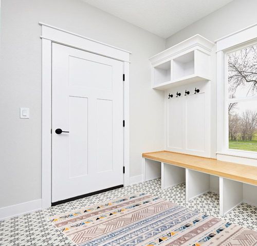 GMFINE Area Rug 5x7, Ultra-Thin Non Slip Washable Rugs, Geometric Boho Area Rugs Large Carpet for Living Room Bedroom Dinning Room (Blue/Brown, 5' x 7') in White Modern Entryway