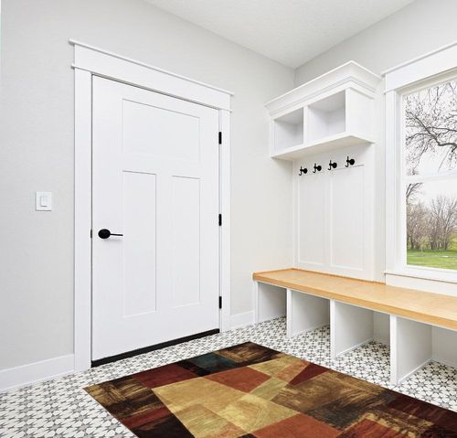 Home Dynamix Catalina_HD1237-999 Area Rug, 5 ft 3 in x 7 ft 2 in, Brown/Beige in White Modern Entryway