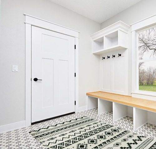 Lahome Boho Machine Washable Living Room Rugs - 5x7 Area Rugs for Bedroom Non-Slip Large Throw Rugs Soft Geometric Dinning Room Rug Tribal Distressed Carpet for Living Room Entryway Kitchen Office in White Modern Entryway