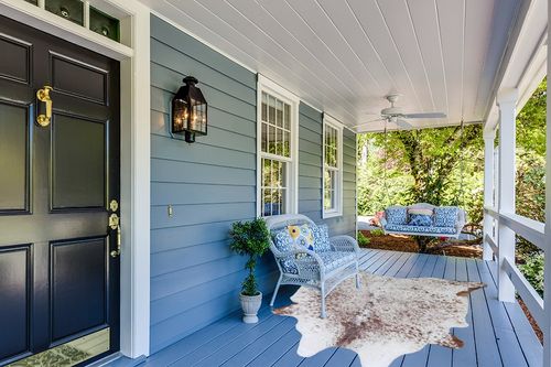 Sunshine Cowhides Genuine Salt and Pepper Brown and White Cowhide Rug - Luxurious Cow Rug for Bedroom, Living Room, and Home Decor - Masterpiece of Style and Functionality - 6x7ft (180x210cm) in Light Blue Patio