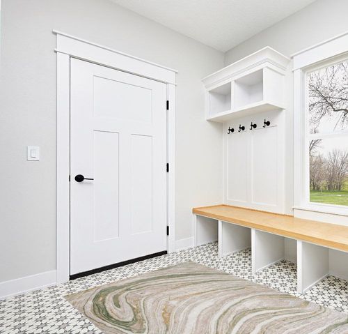 Hauteloom Liverpool Modern Abstract Bedroom Living Room Area Rug - Marble Swirl Pattern - Contemporary Bohemian Farmhouse - Green, Brown, Beige - 5'3" x 7' in White Modern Entryway