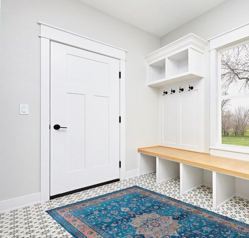 Area Rugs for Living Room 5'x7' Rugs Non-Slip Machine Washable Chenille Carpet Stain Rug Bedroom Dining Kids Nursery Office Laundry Room Decor Bathroom Kitchen Indoor (Blue/Beige) in White Modern Entryway