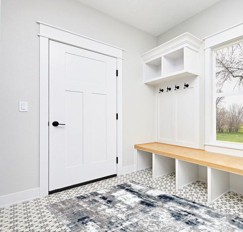 Rugshop Contemporary Abstract Distressed Area Rug 5' x 7' Blue in White Modern Entryway