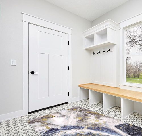 Popumelon Area Rug for Living Room Rugs - 5x7 Abstract Stain Resistant Washable Rug, Anti Slip Backing Rugs for Living Room, Marble Vintage Tribal Area Rugs in White Modern Entryway