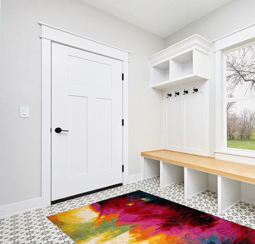 Home Dynamix Splash Mondrian Area Rug 5'2"x7'2", Abstract Black/Blue/Pink/Yellow in White Modern Entryway