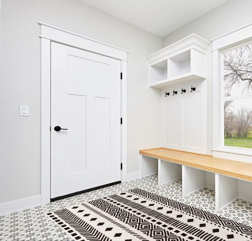 GMFINE Area Rug 5x7, Ultra-Thin Non Slip Washable Rugs, Geometric Boho Area Rugs Large Carpet for Living Room Bedroom Dinning Room (White/Black, 5' x 7') in White Modern Entryway