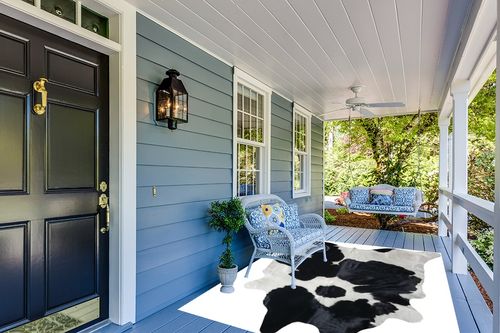 Genuine Black and White Cowhide Rug XL 6 x 7-8 ft. 180 x 240 cm in Light Blue Patio