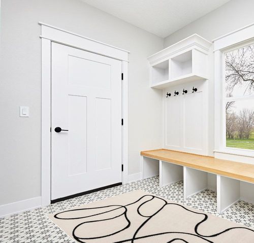 Hauteloom Eilir Bohemian Living Room, Bedroom Area Rug - Modern Boho Farmhouse - Striped Geometric Carpet - Cream, Beige, Black, Bone - 5' x 7' in White Modern Entryway