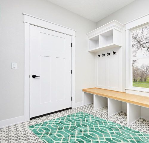 Lahome Washable 5x7 Living Room Rug, Green Large Rug for Bedroom Geometric Mat with Trellis, Soft Modern Non Slip Low Pile Accent Carpet for Home Office Nursery in White Modern Entryway
