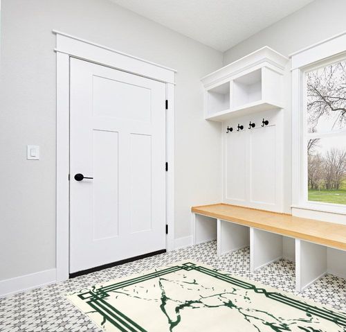 Antep Rugs Babil Gold 5x7 Abstract Marble Geometric Indoor Area Rug (Green Cream, 5'3" x 7') in White Modern Entryway