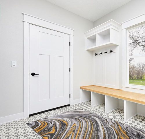 Rugshop Contemporary Abstract Swirl Stain Resistant Soft Area Rug 5' x 7' Yellow in White Modern Entryway