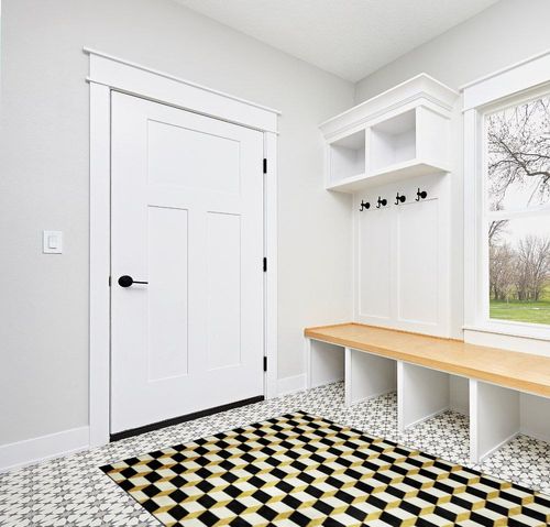 Black and White Checkered Area Rugs,5x7ft, Modern Geometric Rug, 3D Printing Three-Dimensional Grid Black and White Yellow Carpet, Perfect for The Bedroom, Living Room, Home Office, Kid's Room in White Modern Entryway