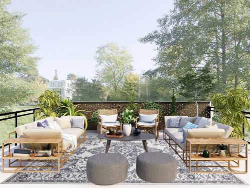 8x10 Washable Large n Distressed Bohemian Non-Slip Area Rugs in Scandinavian Modern Patio