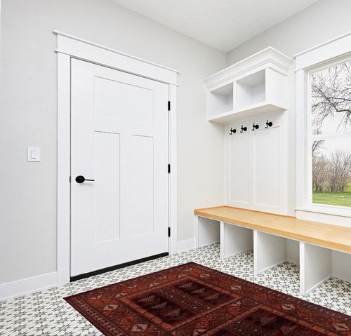 LUXE WEAVERS Bohemian Tribal 2093 Red 5x7 Area Rug, Geometric Non-Shedding Living Room Carpet in White Modern Entryway