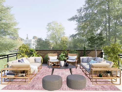 Bohemian Vintage Foldable Large Carpet in Scandinavian Modern Patio