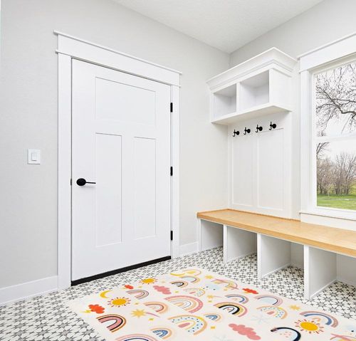 LTKOUGFAM Soft Kids Area Rug, Large Washable Space Mat, Non-Slip Cute Rainbow Weather Baby Crawling Floor Mat for Living Room Playroom Classroom Bathroom (59" x 39" S) in White Modern Entryway