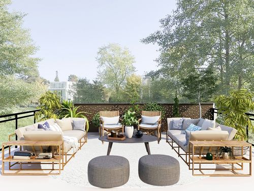 White 8x10 Oval fluffy rug in Scandinavian Modern Patio