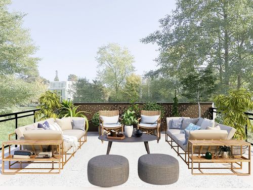 White 8x10  Shag Rug in Scandinavian Modern Patio