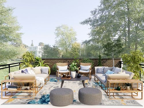 Cream Contemporary Soft Living Room Area Rug in Scandinavian Modern Patio