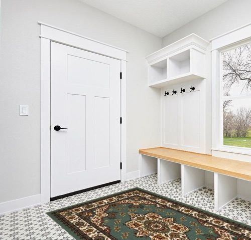 Antep Rugs Alfombras Oriental Traditional 5x7 Non-Skid (Non-Slip) Low Profile Pile Rubber Backing Indoor Area Rugs (Green, 5' x 7') in White Modern Entryway