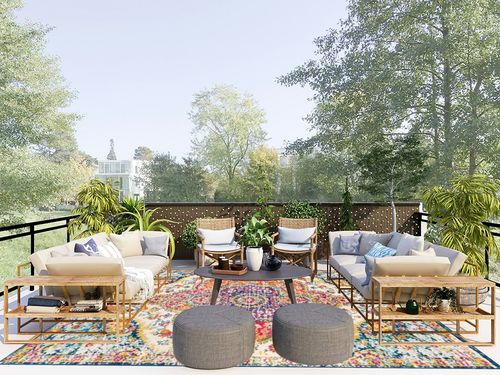 Orange Traditional Stain Resistant Living Room Area Rug in Scandinavian Modern Patio