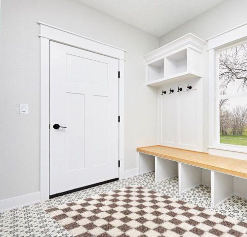 Hauteloom Atira Checkered Shag Area Rug - Checkboard Design - High Pile Fluffy Shaggy Touch - Square Tiles - Kids Room, Nursery, Living Room Shaggy Carpet - Brown, Cream, White - 5'3" x 7'3" in White Modern Entryway