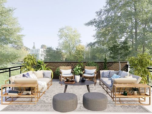 ‎Ivory/Silver ‎Traditional ‎Non Slip ‎Living Room ‎Area Rug in Scandinavian Modern Patio