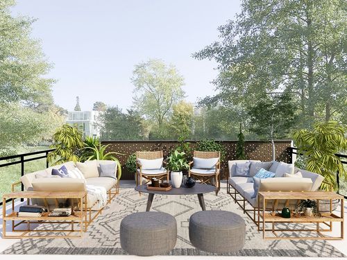 ‎Cream/Gray ‎Amir Moroccan Beni Souk ‎Stain-resistant ‎Area Rug in Scandinavian Modern Patio