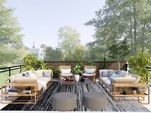 ‎Ivory / Silver ‎Retro ‎Non shedding, Stain Resistant, Pet friendly ‎Living Room ‎Area Rug in Scandinavian Modern Patio