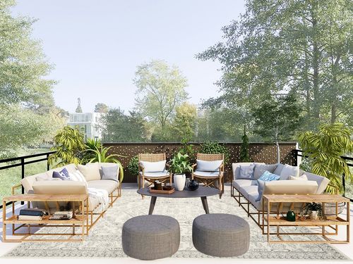 ‎Ivory/Silver ‎Rectangle ‎Stain Resistant,Non Shedding ‎Living Room ‎Area Rug in Scandinavian Modern Patio