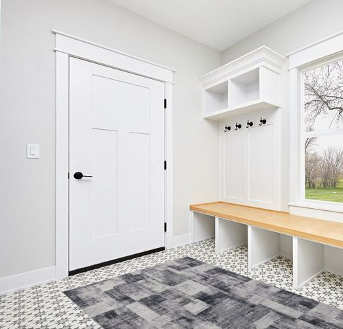 Area Rug Living Room Rugs: 5x7 Indoor Soft Modern Abstract Low Pile Carpet for Dining Room Nursery Bedroom Home Office Under Kitchen Table with Non Slip Rubber Backing - Gray/Ivory in White Modern Entryway